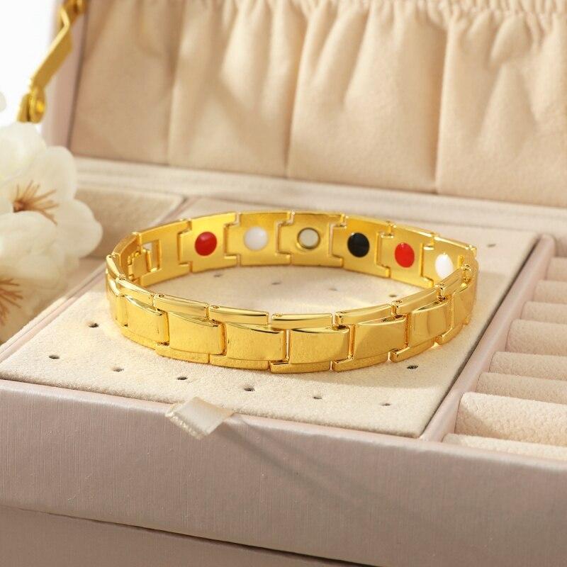 1pcs Gold Bracelet Men Women Universal Style Luxury Style Drip Oil With Solder Magnet Detachable