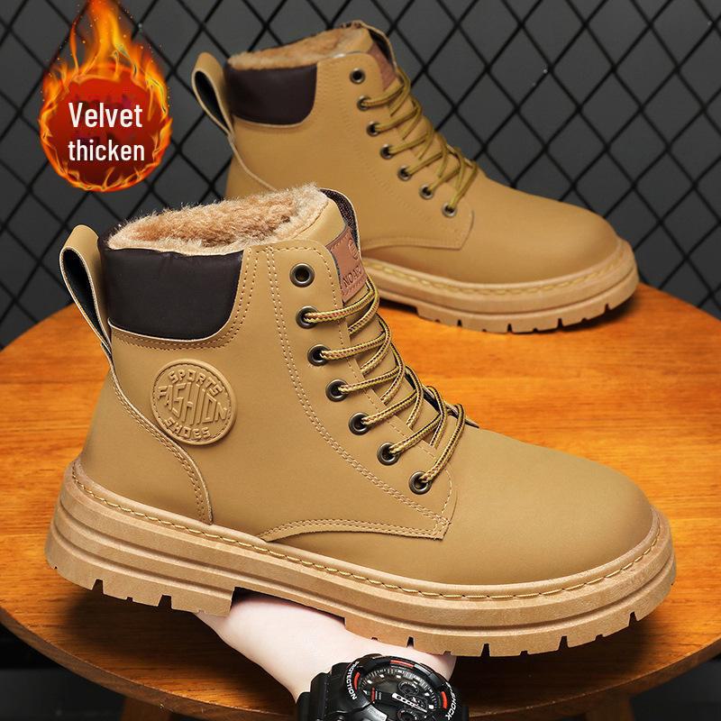 Men's Winter Plus Velvet High-Top Martin Boots - Trendy, Thick-Soled, Warm Cotton Work Boots