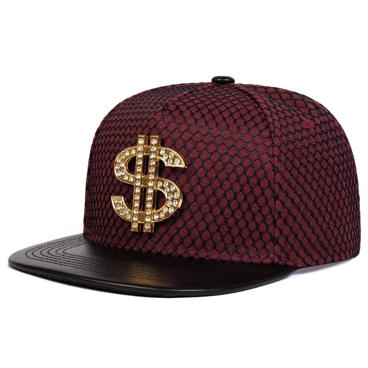 

Unisex USD Letter Label Hip-hop Hats Fashion Spring Autumn Outdoor Adjustable Casual Baseball Caps Sunscreen Hat вина червоного кольору