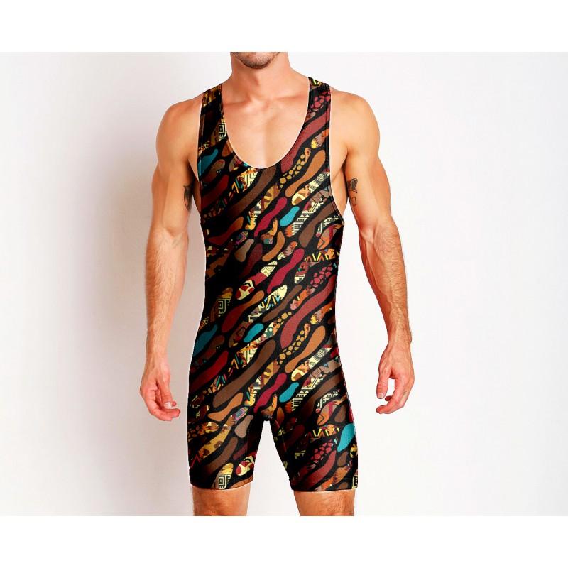 Mens Wrestling Suit One-piece Swimsuit Fitness Gym Workout Clothes Lightweight Breathable Weightlifting Training