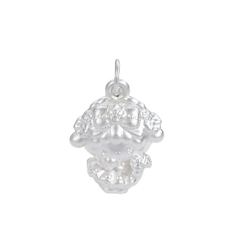Sterling Silver Bride Little Sheep Bouquet Pendant - Pure Silver Sanrio Jewelry Charm
