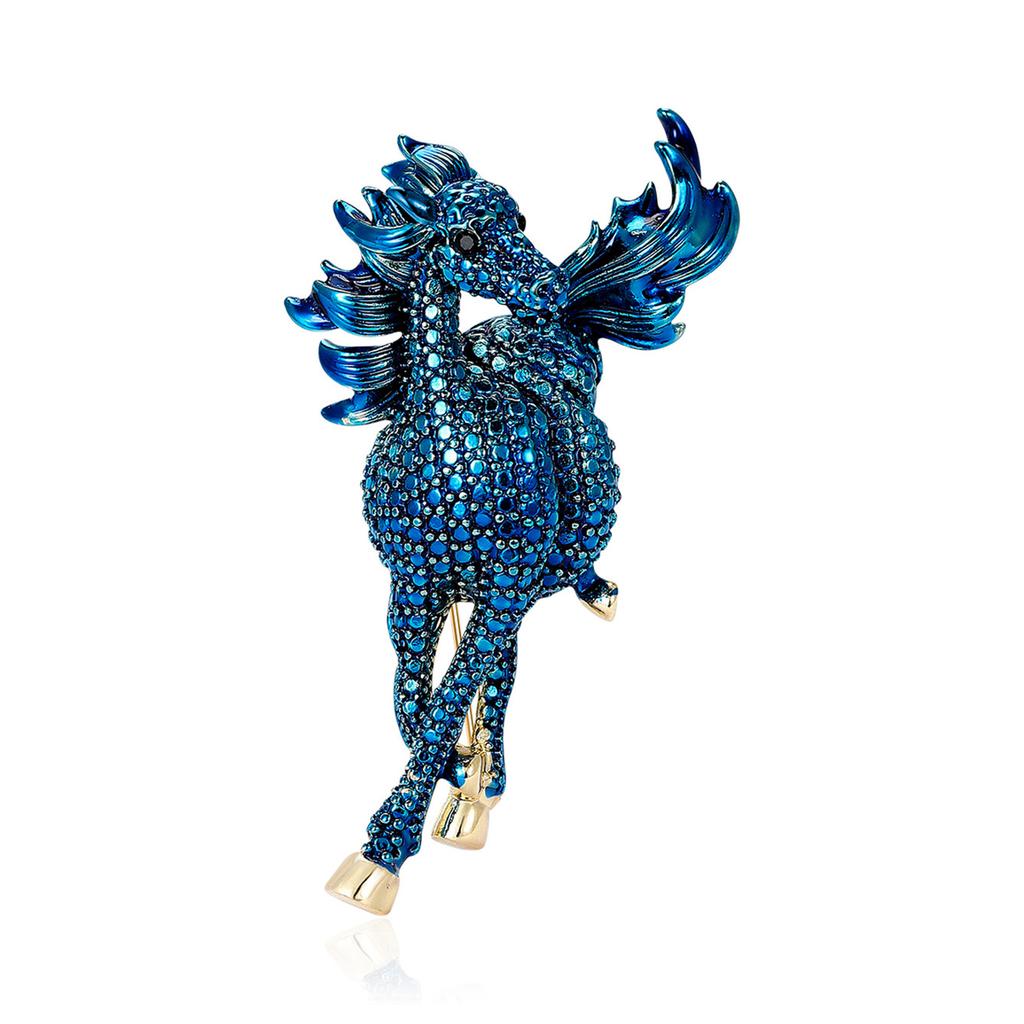 Vintage Rhinestone Horse Brooch for Women Animal Lapel Pins Party Clothing Accessories