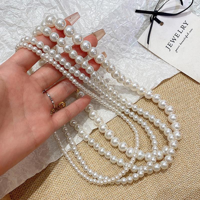 Vintage Style Simple Imitation Pearl Necklace for Man Chain Choker Neck Temperament Handmade Strand Beads Jewelry Wholesale