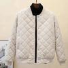 Women's Autumn and Winter Light and Thin Short Diamond Grid Cotton Jacket, Single Row Multi Button Casual Warm Jacket