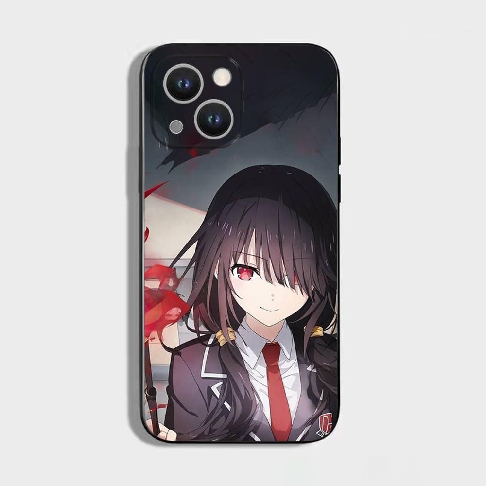 Tokisaki Kurumi Date a live 1 Phone Case For iPhone 16 15 Plus 14 13 Pro Max 12 Mini 11 X XS XR 7 8 8Plus Black Soft Phone Coque