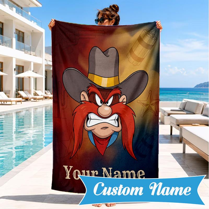 Custom Name Taz-Mania Devil's Roar Personalized Microfiber Beach Towel, Quick-Dry, Ideal for Summer Travel, Beach Essential, Swimming