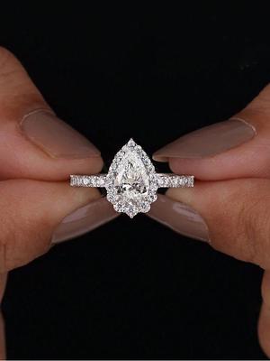 Inele cu zirconii albe strălucitoare din argint sterling 925, formă picătură de apă, pentru femei, inel de logodnă, de nuntă, simplu, bijuterii fine de înaltă calitate