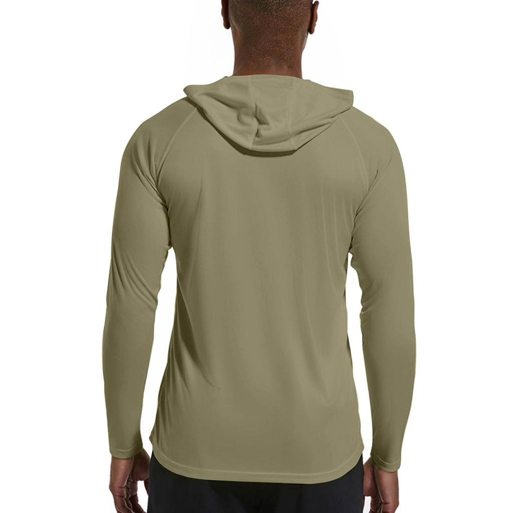 Men's Summer Solid Color Hooded Slim Sun Outdoor Beach Hiking Mountaineering Top