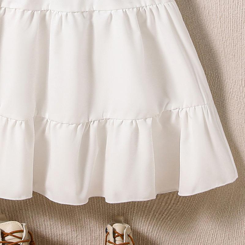 Dívčí módní šaty Léto Dětské Sladké S krátkým rukávem Košile-sukně Skládané Oblečení Džínová Vesta Šaty