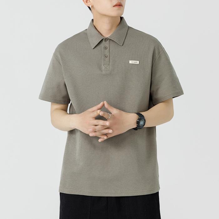 230G Heavyweight Polo Shirt Short-sleeved Men's Summer New Lapel T-shirt Teen Loose Top