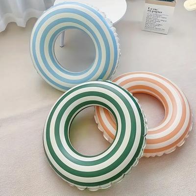 PVC Floating Swim Ring Stripe Inflatable Retro Pool Float Foldable Durable Infant Pool Float Swim Tube