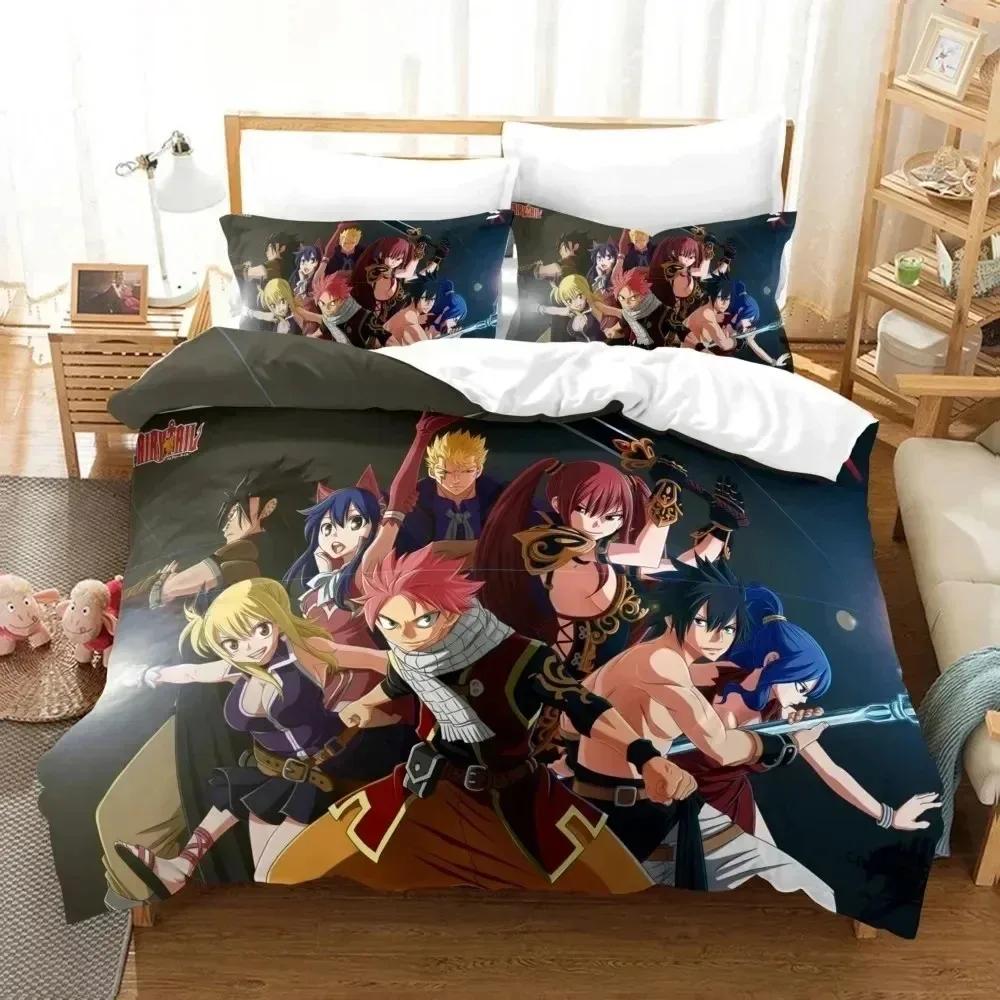 Anime 3D Printed Fairy Tail Bedding Set Duvet Cover Pillowcase Boys Girls Single Twin Full Queen King Size Adult Bedding gift