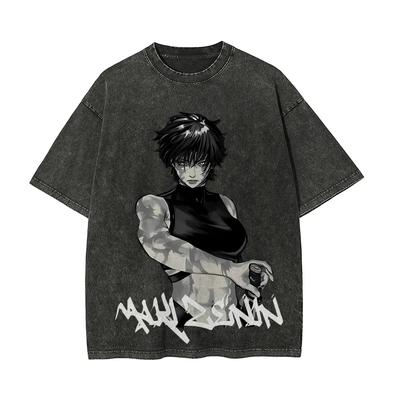 Maki Zenin T Shirt Men Jujutsu Kaisen Toji Style Vintage Acid Wash Streetwear  Retro Japanese Anim Tees