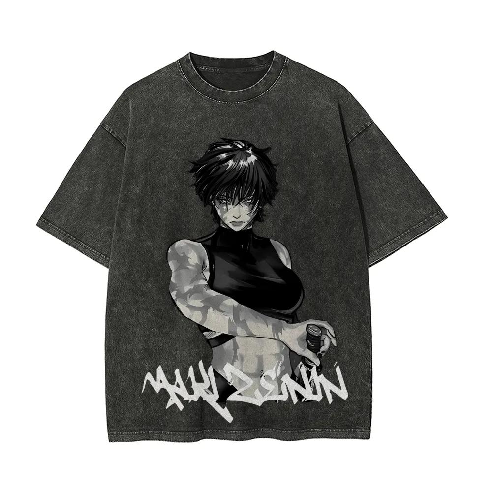 

Maki Zenin T Shirt Men Jujutsu Kaisen Toji Style Vintage Acid Wash Streetwear Retro Japanese Anime Graphic Cotton Tees S