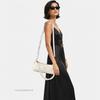 [Pre-Owned] Charlotte 25 Gold Logo Chain Zipper Pocket Crocodile Pattern Leather Pillow Bag - Excellent #ZFWDKN