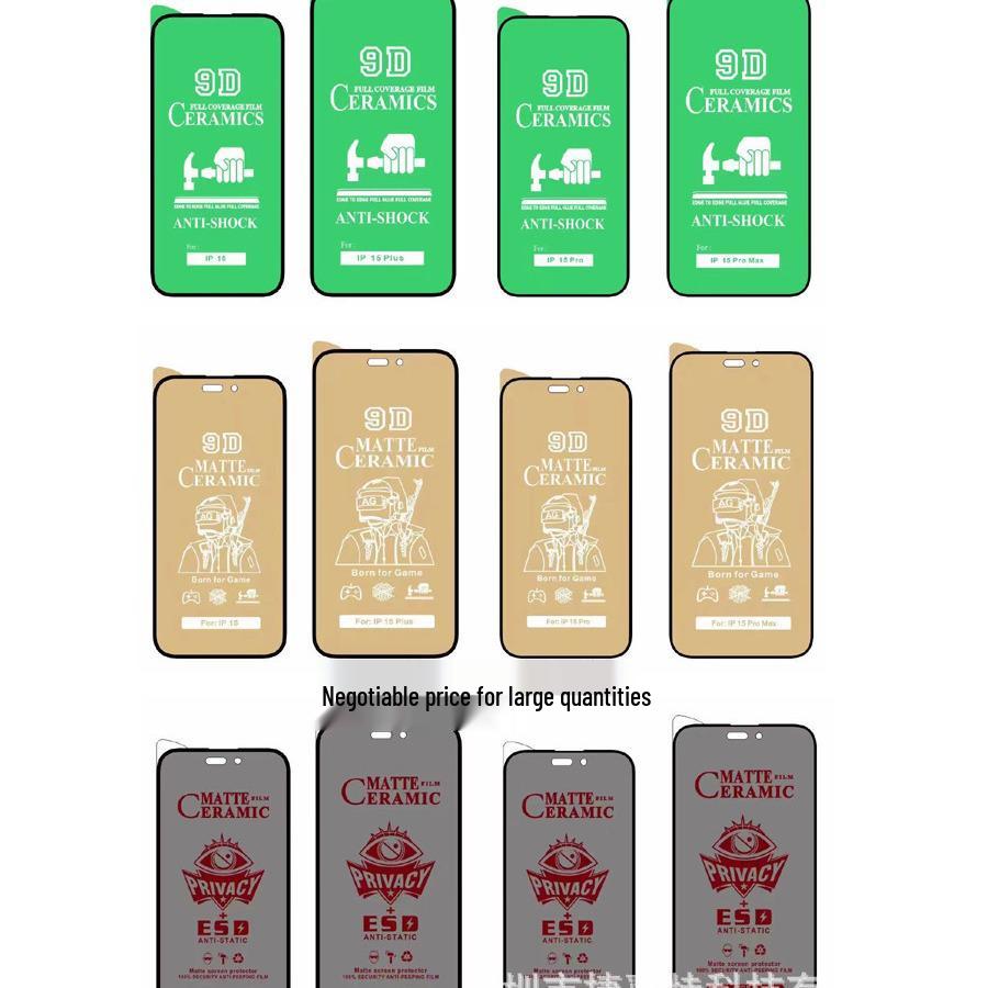 Anti-Peep Frosted Ceramic Screen Protector for iPhone 12-15, 17, X