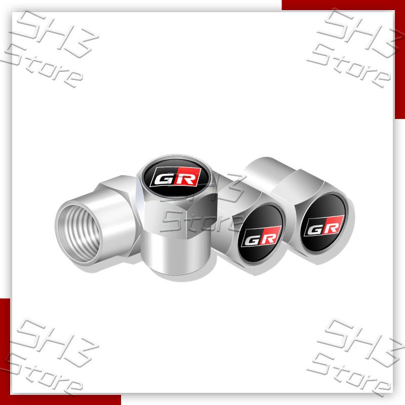 Style de Voiture 4 Pièces Bouchons de Valve de Pneu Métalliques pour Roue Bague de Jante de Pneu Couvercles Hermétiques pour Logo Sport GR Gazoo Racing Prius Camry Yaris Décor