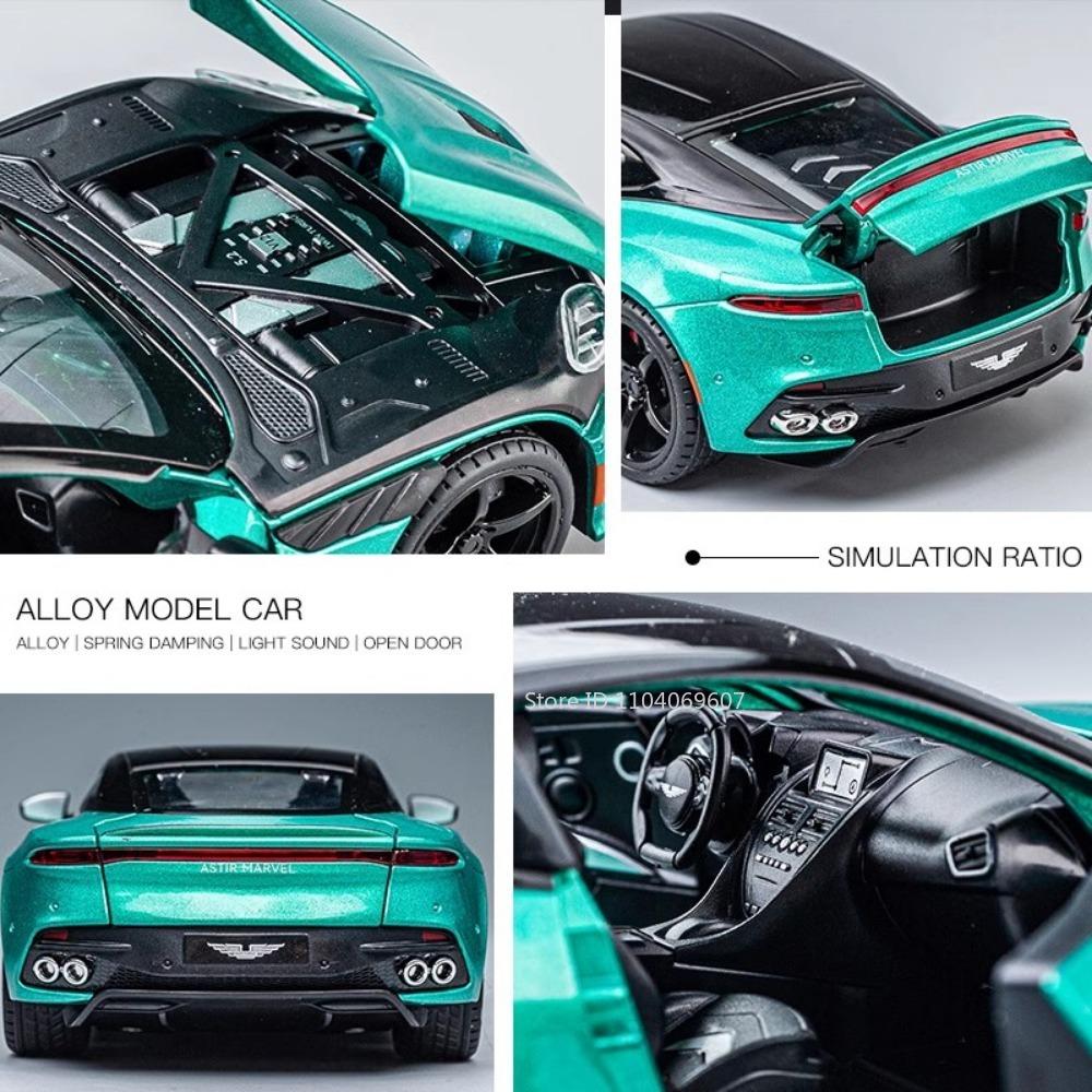 1:22 Scale DBS Sports Car Model Toy Metal Diecast Miniature Luxury Music Light Pull Back Vehicle Models Boys Decorative Gifts