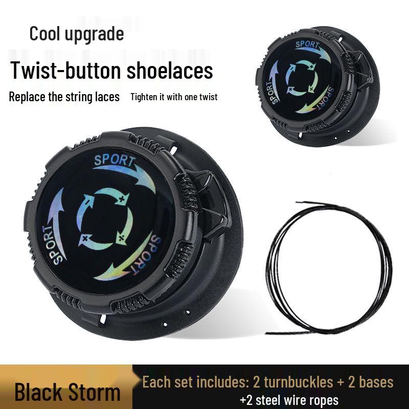 Rotating Button No-Tie Steel Wire Shoelaces for Sneakers and Football Shoes