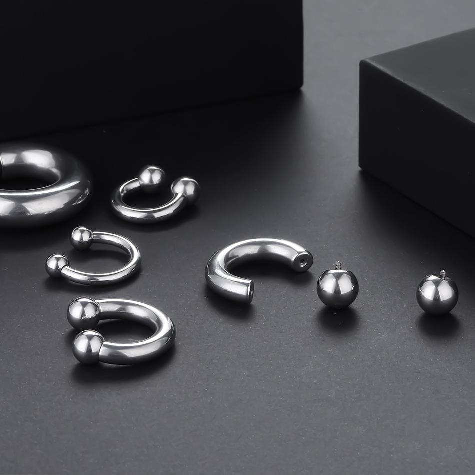 1Pc/lot Steel Big Large Size Horseshoe Ring Nose Piercing Ear Expander BCR Hoop Earring Septum 12-00G Male Intimate Body Zircon