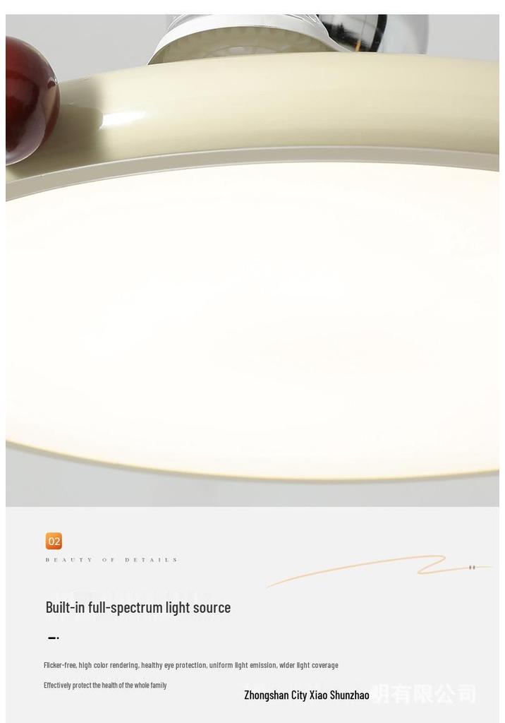 Cream Retro Ceiling Fan Light 2025 Model: Stylish Full Spectrum LED for Dining & Bedroom, Eye Protection