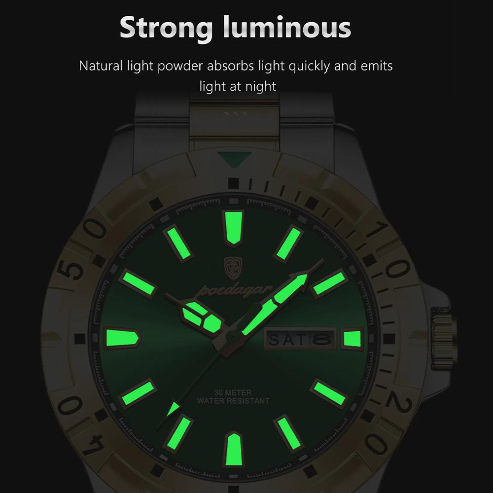 Ceasuri pentru bărbați Impermeabile Luminoase Dată Săptămână Oțel Inoxidabil Casual Cuarț Ceas Pentru Bărbați