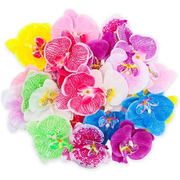 Orchid Petals, 24PCS Artificial Orchids Artificial Flower Heads, Faux Silk Phalaenopsis Butterfly Flower Heads, OrchidIing Petals Artificial