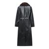 Womens Winter Faux Fur Trim Detachable Collar Long Coat Oversized Streetwear Style