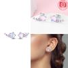 Hoop Earrings 925 Silver Certified Red Bow Heart Zircon Stud Earrings Lady's Anniversary Gift Luxury Jewelry
