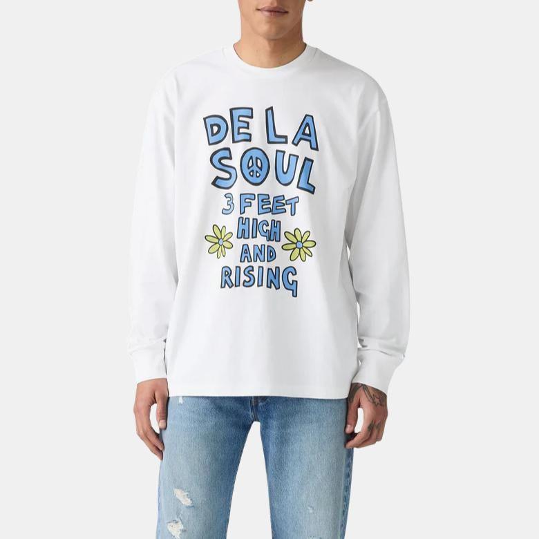 Levis X De La Soul Collaboration FW25 Logo Print Loose Casual Comfortable Long Sleeve T-Shirt Men tops 004EY-0000