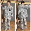 Herren Pyjama Anzug Frühling Herbst Langarm Schlafanzug Set Männlich Ethnischer Stil Loungewear