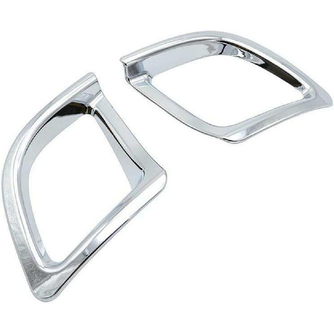 Chrome Highlander Rear Bumper Reflector Fog Light Lamp Frame Bezel Molding Cover Trims for 2014-2018 Toyota Highlander