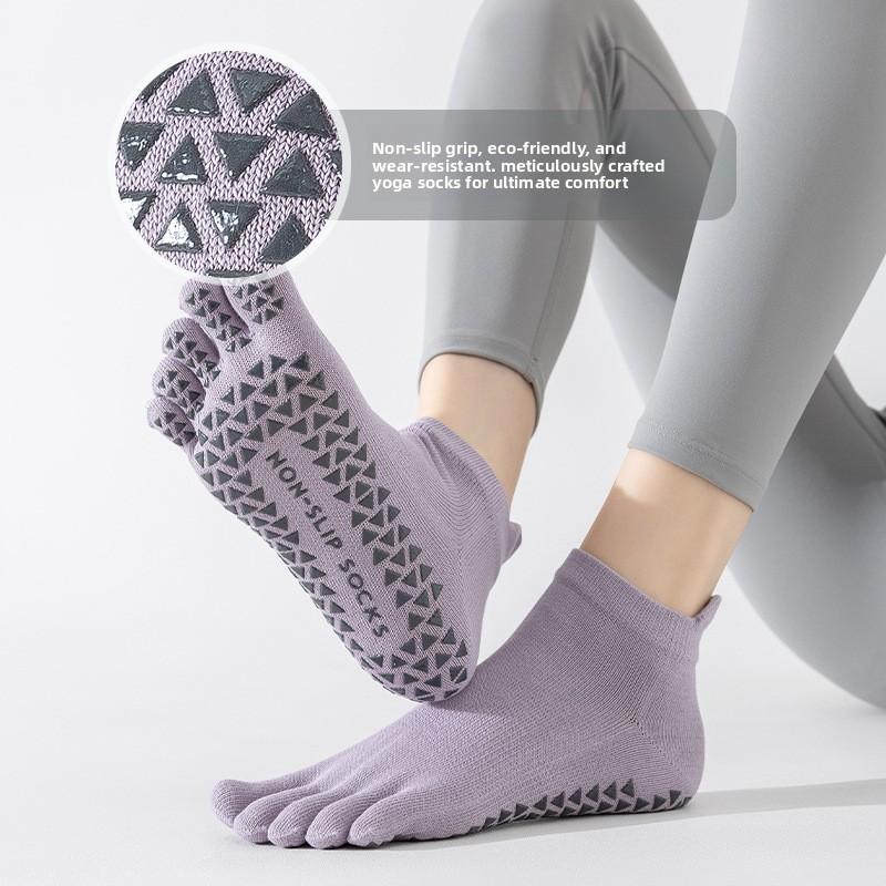 Five-finger Yoga Socks - Pure Cotton Women's Anti-slip Adult Exercise, Pilates Fitness Floor Toe-split Short Socks