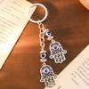 Retro Ethnic Style Fatima Palm Keychain Tribal Style Devil'S Eye Dripping Oil Hollow Pendant