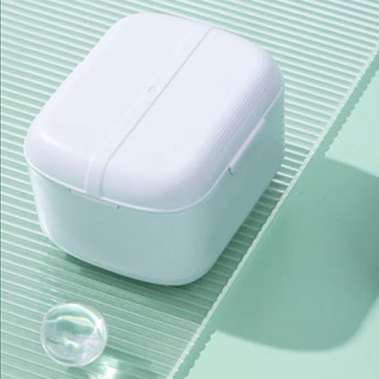 Almacenamiento de tirantes compacto multiusos tapa con hebilla caja de baño para dentadura retenedor de taza caja de limpieza ortodoncia