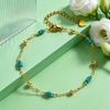 Türkis Perlenkette Fußkettchen für Damen Vergoldete Gliederkette Natürstein Fußkettchen Schicker Schmuck Geschenk