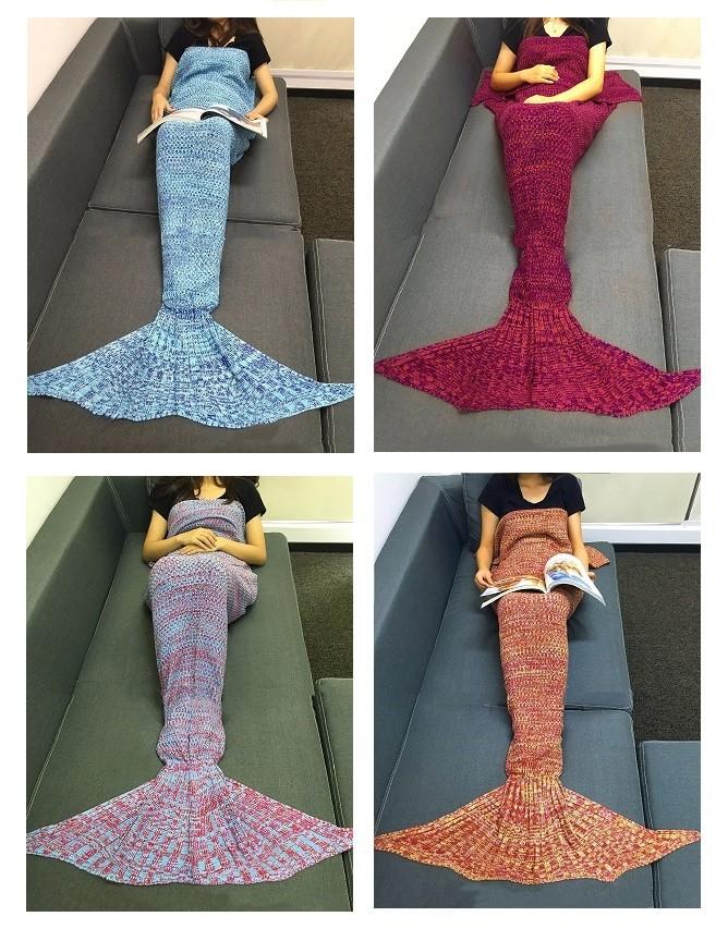 Tail Blanket Mermaid With Knit Fabric Cozy Home Lounge Decor Material For Spring