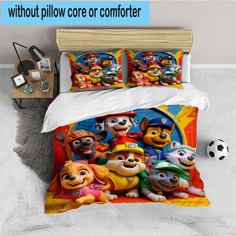 Dog Paw Heroes 3PCS Bedding set,Ideal for 1pc Duvet Cover And 2pcs Pillowcases Perfect for Fan gift,Ideal for Bedroom, Dormitory