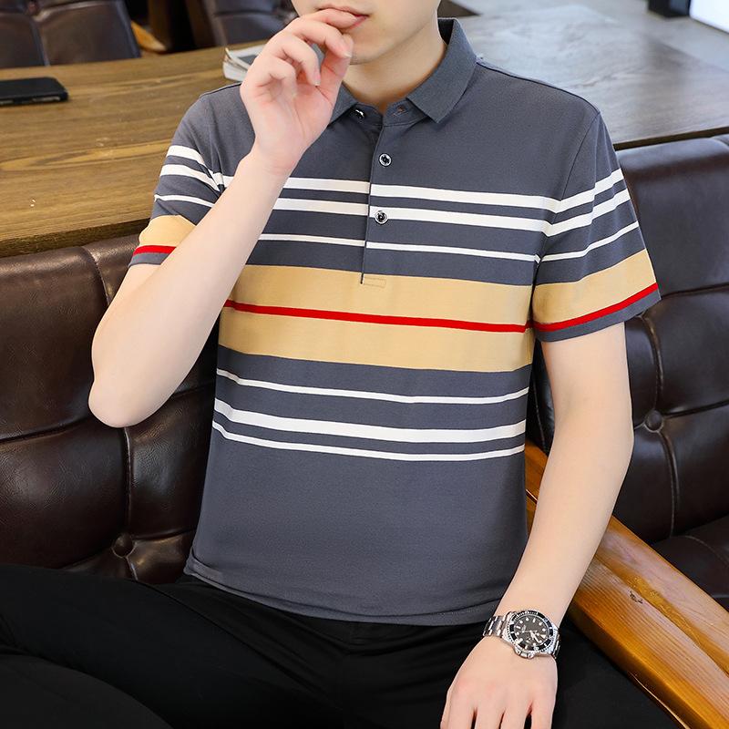 

Летняя рубашка поло с короткими рукавами, облегающий универсальный топ, мужская повседневная хлопковая футболка с короткими рукавами, рукав до локтя XL