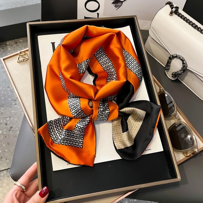 Satin high-end tied hair long silk scarf headband elegant and simple versatile hair band headband streamer hair accessories women's tied bag