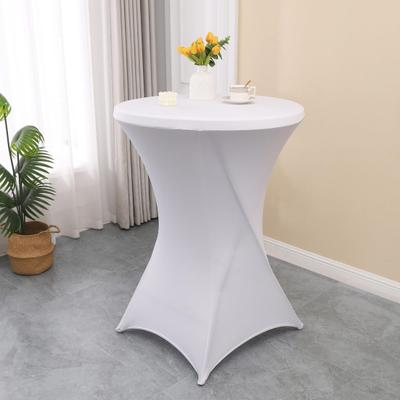Cocktail Table Cover Solid Color Design High Elastic Oil-Proof Universal Fit Simple Installation Round High Top Table Cloth