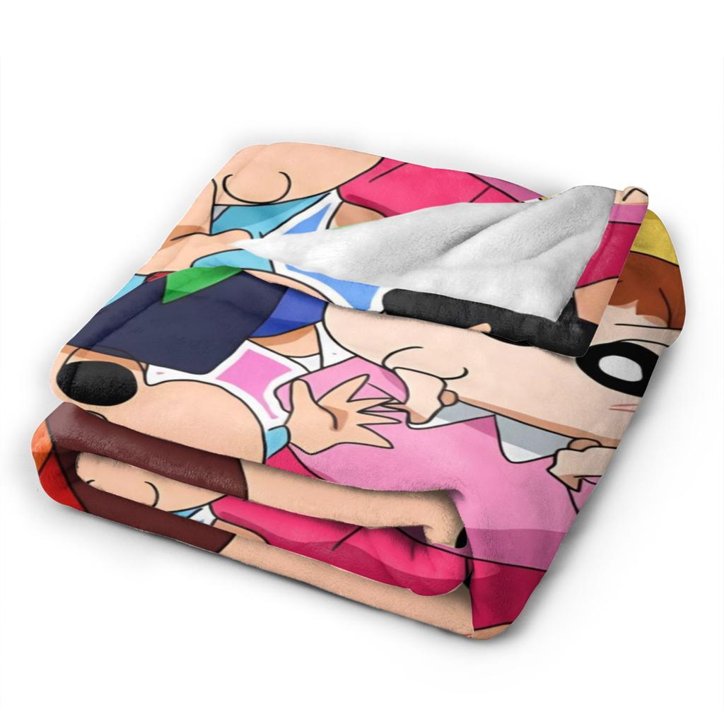 Shinchans 90S Cartoon Flannel Blanket Awesome Throw Blankets For Bed Sofa Couch 150*125Cm Rug Piece