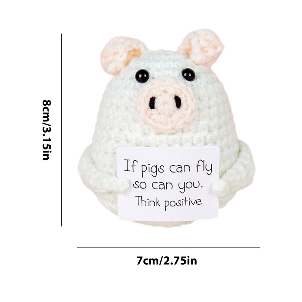 Positive Crochet Doll Encouragement Knitting Doll With Positive Card Funny Novelty Handmade Animal Cheer Up Decor For Home