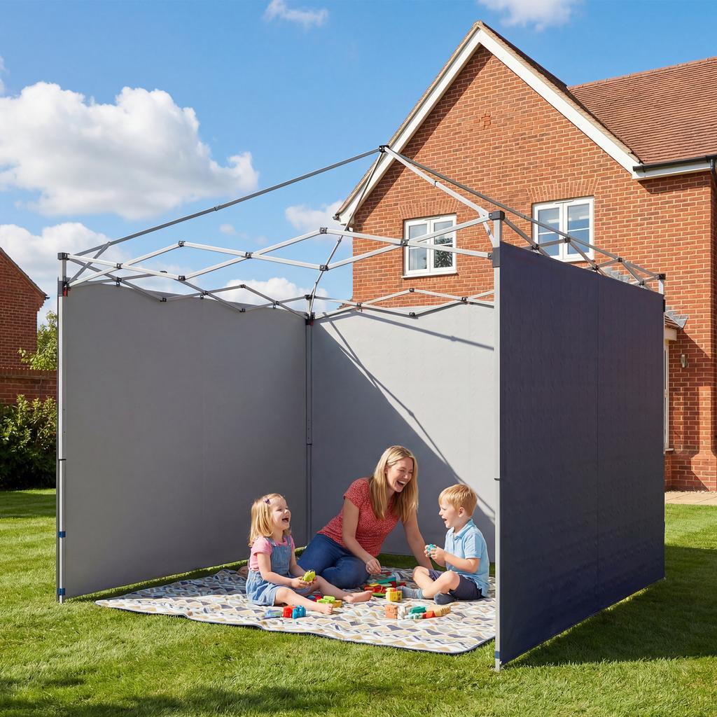 3-Piece Set Side Panels with Zipper for 3 x 3 m Gazebo, Dark Blue