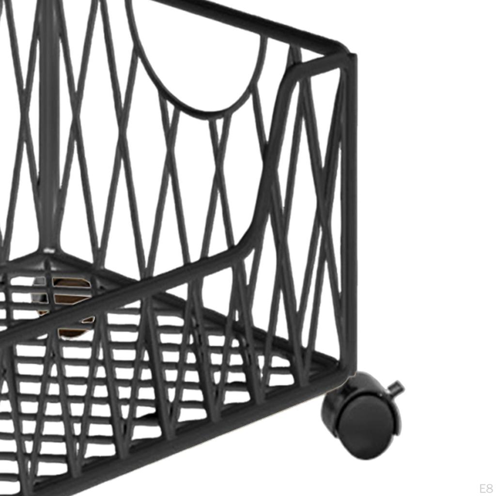 Rolling Utility Cart Movable Bookcase with Wheels Practical File Organizer Book Storage Bin for