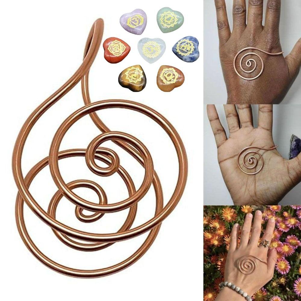 Handmade Copper Palm Ring Adjustable Reiki Energy Spiral Hand Ring  for Meditation & Energy Healing
