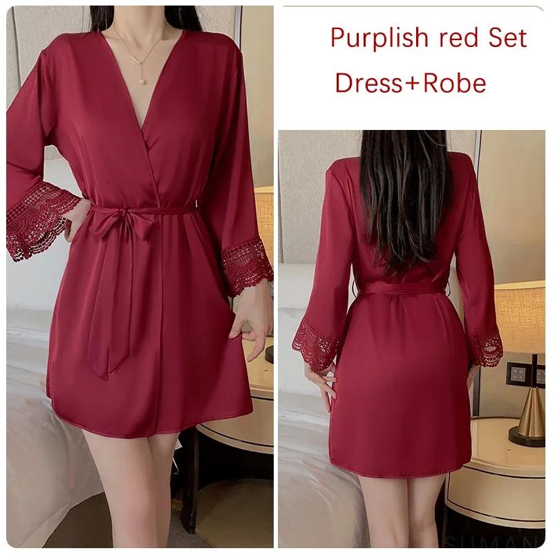 

Піжамний комплект Жіноча сексуальна піжама Атласна м яка Сукня на бретелях з відкритою спиною з бюстгальтером Піжамний комплект Жіночий M