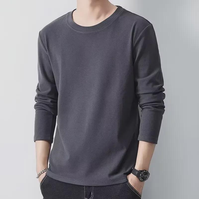 Maglietta calda a maniche lunghe in velluto tedesco slim-fit da uomo con scollo tondo per autunno/inverno
