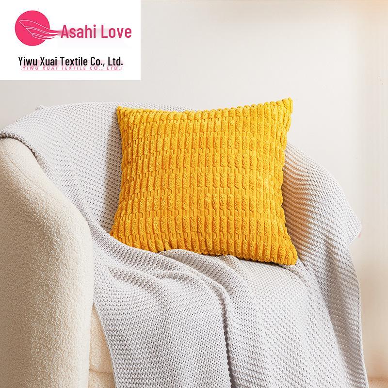 XUAI Corduroy Wheat Grain Backrest Pillowcase - Machine Washable Cover (Insert Not Included)