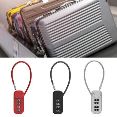 Portable Zinc Alloy 4 Digit Password Lock Anti-theft Dormitory Cabinet  Lock Wire Rope Backpack Zipper Lock Security Coded Lock